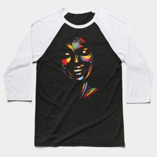 Afrocentric Woman Multicolored Silhouette Baseball T-Shirt